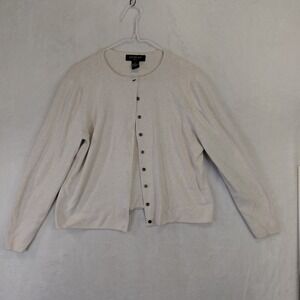 Paraphrase Petite Cream 100% Cotton Button Front Ribbed Cardigan Sweater PL